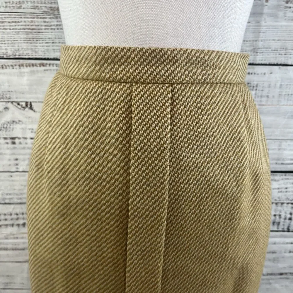 Vintage Carlisle Suit Skirt size 12 Camel Brown Tweed Wool Straight Pencil Knee